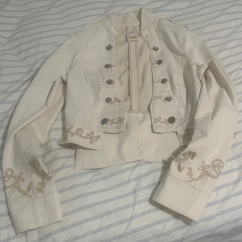 LaRok Cream Embroidered Military Jacket